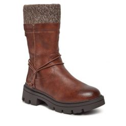 Botki Jana. Brązowe botki JANA, bez wzorów, bez obcasa, na płaskiej podeszwie, bez zapięcia. Za 379.99 zł.