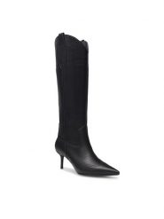 Nine West Kowbojki ZARIYA 909001 Czarny. Czarne kozaki Nine West, ze skóry, bez obcasa, na szpilce, bez zapięcia. Za 329.99 zł.