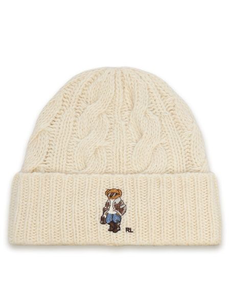 Polo Ralph Lauren Czapka 455P23848001 Kremowy. Białe czapki Polo Ralph Lauren, bez wzorów, z wełny. Za 419.99 zł.