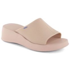 Komfortowe klapki damskie pachnące na koturnie nude Zaxy LL285083. Klapki Zaxy, bez wzorów, z gumy, bez obcasa, na koturnie. Za 125.99 zł.