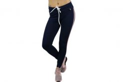 Leginsy fitness damskie Leggins Navy LEGG-RACE. Niebieskie legginsy sportowe Gym Hero, s, bez wzorów, z bawełny, na fitness i siłownię. Za 99.99 zł.