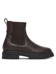 Tommy Hilfiger Sztyblety FW0FW08771 Brązowy. Brązowe botki TOMMY HILFIGER, bez wzorów, ze skóry, bez obcasa, na płaskiej podeszwie, bez zapięcia. Za 799.99 zł.
