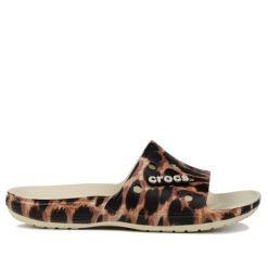 Klapki damskie Crocs CLASSIC CROCS ANIMAL. Brązowe klapki Crocs, bez wzorów, bez obcasa. Za 139.00 zł.