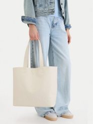 Guess Jeans Torebka CWBEO-GUESS-B-010-09 Écru. Białe shopper Guess Jeans, z aplikacjami, z jeansu, bez dodatków. Za 249.99 zł.