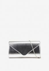 Srebrna Torebka Kopertówka z Metalicznym Blaskiem Fesina. Szare torby na ramię Born2be, bez wzorów, eleganckie, na ramię, małe, bez dodatków. Za 69.99 zł.