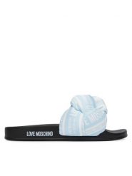 LOVE MOSCHINO Klapki JA28312G0OIW370A Niebieski jasny. Niebieskie klapki Love Moschino, bez wzorów, z materiału, bez obcasa. Za 679.99 zł.