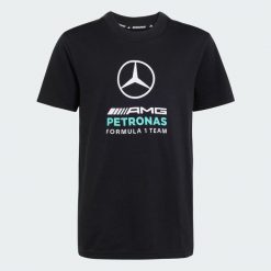 Koszulka Mercedes - Amg Petronas Formula 1 Team Dna Graphic Tee. Czarne bluzki Adidas, bez wzorów, eleganckie, bez kołnierzyka, bez ramiączek. Za 145.00 zł.