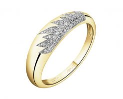Pierścionek z żółtego złota z diamentami - 0,09 ct - próba 585. Żółte pierścionki Apart, z diamentem, złote. Za 2,859.00 zł.