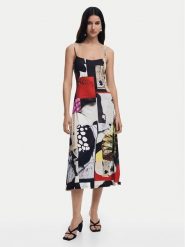 Desigual Sukienka codzienna Newspaper Coll 25SWVK40 Kolorowy Regular Fit. Sukienki Desigual, na co dzień, xl, bez wzorów, z syntetyku, bez kołnierzyka, bez ramiączek, proste. Za 359.99 zł.