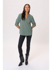 Kaffe Bluzka w kolorze turkusowym rozmiar: 42. Niebieskie bluzki Kaffe, bez wzorów, z bawełny, bez kołnierzyka, bez ramiączek. Za 60.99 zł.