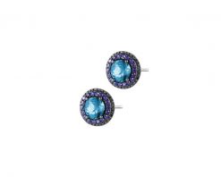 Kolczyki z białego złota z czarnymi diamentami, topazami London Blue i szafirami - próba 585. Białe kolczyki Apart, z diamentem, złote. Za 5,790.00 zł.