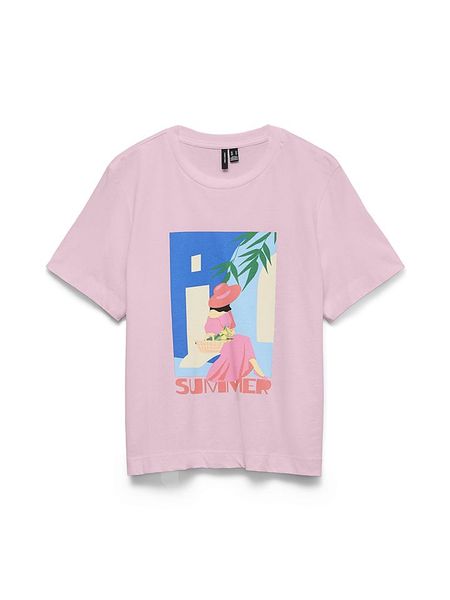 Vero Moda Koszulka w kolorze jasnoróżowym rozmiar: M. Różowe bluzki Vero Moda, m, bez wzorów, z bawełny, bez kołnierzyka, bez ramiączek. Za 60.95 zł.