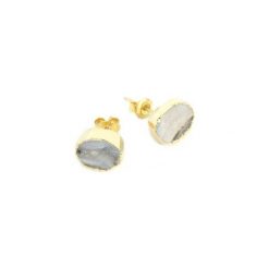 Earrings Agat Geody Szare Złoto. Szare kolczyki Brazi druse jewelry, z agatem, z mosiądzu, na sztyftcie. Za 136.00 zł.