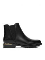 JENNY Botki CEO-JAIMI H10816-1A Czarny. Czarne botki Jenny, bez wzorów, z materiału, bez obcasa, na płaskiej podeszwie, bez zapięcia. Za 139.99 zł.