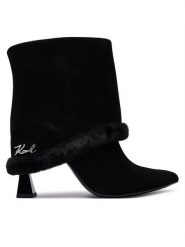 KARL LAGERFELD Botki Debutante KL32052 Czarny. Czarne botki KARL LAGERFELD, bez wzorów, ze skóry, bez obcasa, na słupku, bez zapięcia. Za 1,059.00 zł.