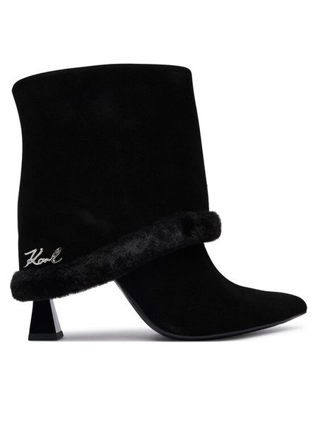 KARL LAGERFELD Botki Debutante KL32052 Czarny. Czarne botki KARL LAGERFELD, bez wzorów, ze skóry, bez obcasa, na słupku, bez zapięcia. Za 1,059.00 zł.