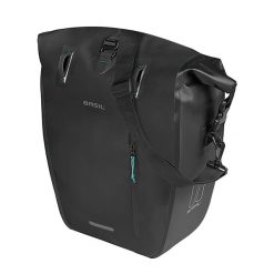 Pojedyncza torba rowerowa Rivo M MIK Hooks, czarna. Czarne torby na laptopa BASIL, bez wzorów, z materiału, na ramię. Za 319.99 zł.