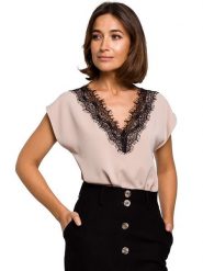 Stylove Bluzka w kolorze beżowym rozmiar: L. Brązowe bluzki Stylove, l, bez wzorów, z koronki, bez kołnierzyka, bez ramiączek. Za 169.95 zł.
