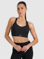 4F Biustonosz treningowy z wysokim wsparciem - czarny M. Czarne bielizna sportowa 4f, l, bez wzorów, z elastanu. Za 179.99 zł.