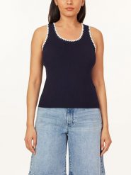 Scotch & Soda Top w kolorze granatowo-białym rozmiar: M. Białe topy Scotch & Soda, m, bez wzorów, prążkowane, bez kołnierzyka, bez ramiączek. Za 180.49 zł.
