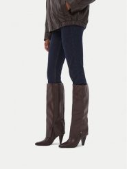MEXX Kozaki EO-MI001804463W Brązowy. Brązowe kozaki Mexx, ze skóry, bez obcasa, na słupku, bez zapięcia. Za 429.99 zł.