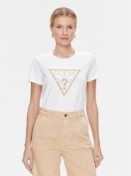 Guess T-Shirt W4RI69 J1314 Biały Regular Fit. Białe t-shirty Guess, xs, z aplikacjami, z bawełny, bez kołnierzyka, bez ramiączek. Za 199.99 zł.
