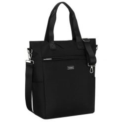 Czarna, pojemna shopperka damska na uchwytach i doczepianym pasku Peterson PTN CTY-17. Czarne shopper Peterson, bez wzorów, bez dodatków. Za 79.99 zł.