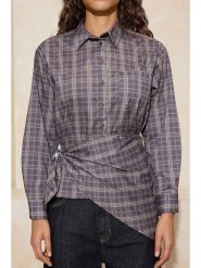 Trendyol Bluzka w kolorze szarym rozmiar: 36. Szare bluzki Trendyol, bez wzorów, bez kołnierzyka, bez ramiączek. Za 95.99 zł.