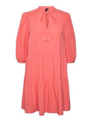 Vero Moda Sukienka w kolorze koralowym rozmiar: M. Czerwone sukienki Vero Moda, m, bez wzorów, z bawełny, bez kołnierzyka, bez ramiączek, mini. Za 92.21 zł.