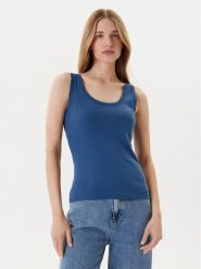 United Colors Of Benetton Top 3GA2DH010 Granatowy Slim Fit. Niebieskie topy United Colors of Benetton, l, bez wzorów, z bawełny, bez kołnierzyka, bez ramiączek. Za 59.99 zł.