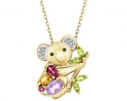 Naszyjnik z żółtego złota z diamentami, kamieniami szlachetnymi i ozdobnymi - miś koala - próba 585. Żółte naszyjniki Apart, z diamentem, złote. Za 5,390.00 zł.