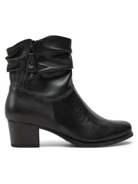 Caprice Botki 9-25348-41 Czarny. Czarne botki Caprice, bez wzorów, ze skóry, bez obcasa, na słupku, bez zapięcia. Za 529.99 zł.