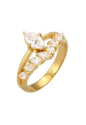 Elli PREMIUM Damski mieniący się elegancki z kryształami cyrkonii w pozłacanym srebrze 925 Sterling Silver Pierścionki 1 ct. Szare pierścionki Elli PREMIUM, z cyrkonią, pozłacane. Za 263.99 zł.