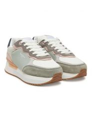 Pepe Jeans FOOTWEAR Skórzane sneakersy "Rusper" w kolorze kremowo-zielonym rozmiar: 40. Brązowe trampki Pepe Jeans FOOTWEAR, bez wzorów, z jeansu, bez zapięcia. Za 199.49 zł.