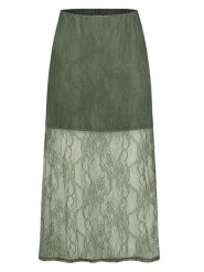 Sublevel Spódnica w kolorze oliwkowym rozmiar: S/M. Brązowe spódnice Sublevel, na co dzień, m, bez wzorów, z koronki, midi, proste. Za 104.99 zł.