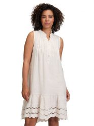 CARTOON Lniana sukienka w kolorze kremowym rozmiar: 40. Brązowe sukienki Cartoon, na co dzień, bez wzorów, z koronki, bez kołnierzyka, bez ramiączek, midi, proste. Za 119.40 zł.
