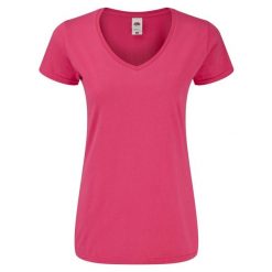 Koszulka Damska Z Dekoltem W Kształcie Litery V. Czerwone bluzki FRUIT OF THE LOOM, l, bez wzorów, sportowe, bez kołnierzyka, bez ramiączek. Za 34.99 zł.