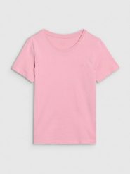4F T-shirt regular gładki damski - różowy XL. Czerwone t-shirty 4f, xl, bez wzorów, z bawełny, bez kołnierzyka, bez ramiączek. Za 49.99 zł.