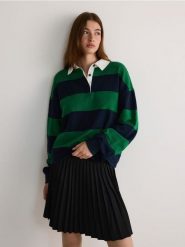 Bawełniana bluza z kołnierzykiem - wielobarwny. Bluzy Reserved, l, bez wzorów, z bawełny, bez kaptura. W wyprzedaży za 79.99 zł.