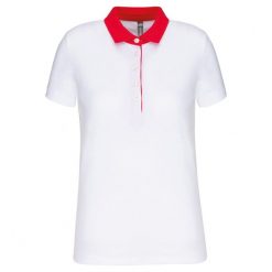 Damska koszulka polo z dżerseju Kariban. Białe koszulki polo KARIBAN, bez wzorów, z dżerseju, bez kołnierzyka, bez ramiączek. Za 102.00 zł.