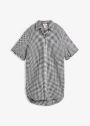 Sukienka z czystej bawełny. Czarne sukienki bonprix, bez wzorów, z bawełny, bez kołnierzyka, bez ramiączek, mini, szmizjerki. Za 139.99 zł.