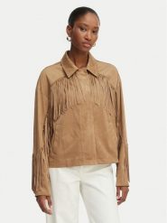 Guess Kurtka z imitacji skóry W6GL45 W2466 Brązowy jasny Regular Fit. Brązowe kurtki Guess, s, z aplikacjami, ze skóry, bez kaptura. Za 694.99 zł.