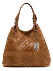 Lucca Baldi Skórzana torebka "Sarzana" w kolorze jasnobrązowym - 37 x 45 x 15 cm rozmiar: onesize. Brązowe torby na ramię Lucca Baldi, bez wzorów, z materiału, przez ramię, bez dodatków. Za 260.99 zł.