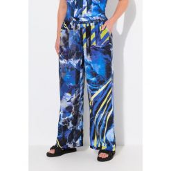 Damskie Spodnie palazzo szeroka prosta nogawka elastyczny pas. Niebieskie spodnie sportowe Ulla Popken, plus size, bez wzorów, z materiału, trekkingowe. Za 244.99 zł.