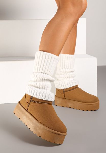 Białe Skarpety Getry z Ozdobnym Wywinięciem Ilamith. Białe skarpety Renee, bez wzorów. Za 39.99 zł.