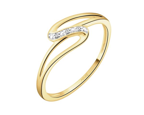Pierścionek z żółtego złota z diamentami - 0,01 ct - próba 375. Żółte pierścionki Apart, z diamentem, złote. Za 899.00 zł.