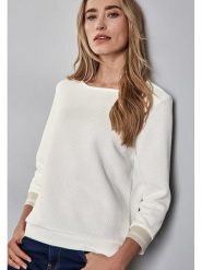 Street One Sweter w kolorze kremowym rozmiar: 36. Brązowe swetry Street One, bez wzorów, ze splotem, bez ramiączek. Za 122.67 zł.