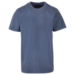 Koszulka Z Okrągłym Dekoltem Dla Dorosłych Unisex Acid Wash. Niebieskie bluzki BUILD YOUR BRAND, xl, bez wzorów, sportowe, bez kołnierzyka, bez ramiączek. Za 80.99 zł.