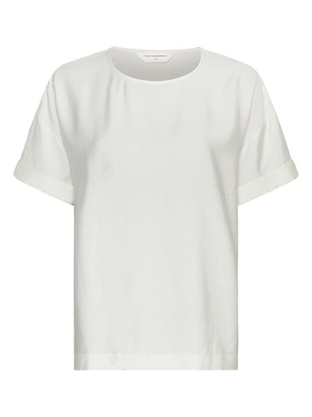 MOSS COPENHAGEN Koszulka "Basina Amabella" w kolorze białym rozmiar: L/XL. Białe bluzki Moss Copenhagen, l, bez wzorów, bez kołnierzyka, bez ramiączek. Za 90.95 zł.