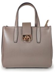 ORE10 Skórzana torebka "Senio" w kolorze szarobrązowym - 28 x 22 x 13 cm rozmiar: onesize. Brązowe torby na ramię ORE10, bez wzorów, z materiału, przez ramię, bez dodatków. Za 304.99 zł.